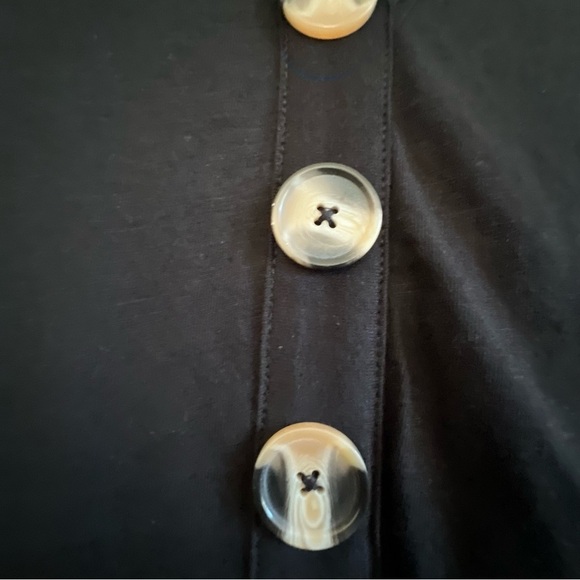 asos Black Cotton Knit. Sz 6 Tall Dropped Waist Deep V Neck Dress NWT - Picture 6 of 7